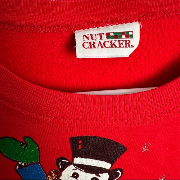 Vintage Christmas Sweatshirt Jumper Women's Size Large Checkered Santa Snowman - Picture 5 of 12